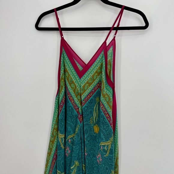 Anthropologie Holding Horses Floral Paisley Handkerchief Slip Sundress Silk M L - Picture 3 of 10